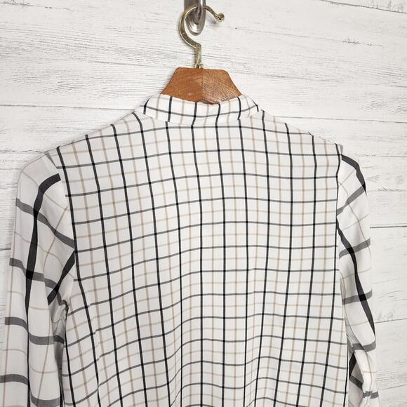 J. Jill Black & White Plaid Longsleeve Button Down Small Petite - Picture 8 of 12